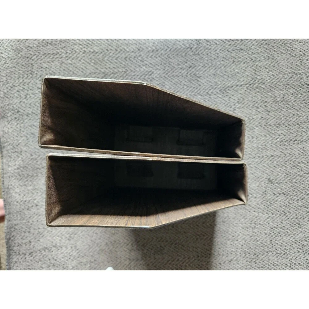 2 Vintage Magazine File Slip Cover Case Holders Letter Size Woodgrain Design